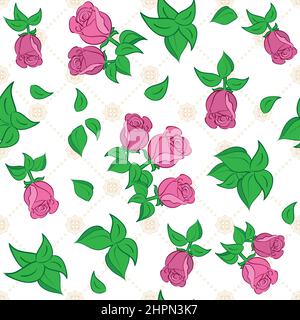 motif blanc sans couture avec roses rouges - fond vectoriel Illustration de Vecteur