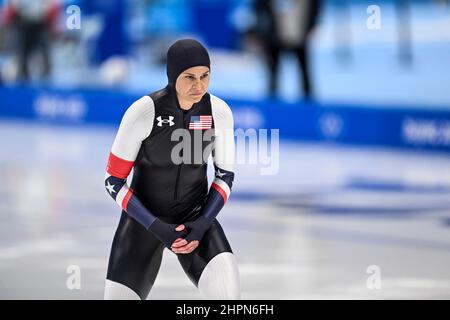 BOWE Brittany (Etats-Unis), 17 FÉVRIER 2022 - Patinage de vitesse : les femmes 1000m pendant les Jeux Olympiques d'hiver de Beijing 2022 à l'Oval national de patinage de vitesse à Banque D'Images