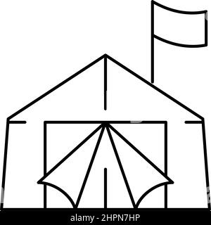 illustration vectorielle de l'icône représentant une ligne de réfugiés de tente Illustration de Vecteur