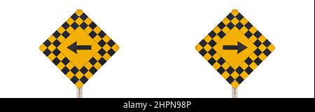 Panneaux de signalisation avec flèches gauche et droite pointant dans des directions opposées isolées sur fond blanc Banque D'Images