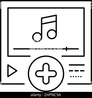 illustration vectorielle d'icône de ligne ugc de contenu musical Illustration de Vecteur