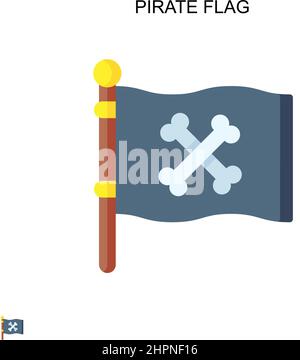 Icône de vecteur simple drapeau pirate. Modèle de conception de symbole d'illustration pour élément d'interface utilisateur Web mobile. Illustration de Vecteur