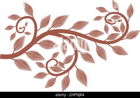 branches spiralées avec feuilles alignées Illustration de Vecteur