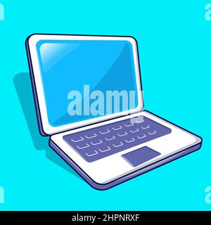 Illustration simple d'un ordinateur portable avec dessin animé à la main Illustration de Vecteur