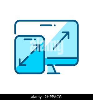 Symbole de conception Web évolutive et réactive. Icône de couleur de contour pixel Perfect, modifiable Illustration de Vecteur