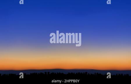Illustration du ciel au coucher du soleil sur le vecteur de la ville Illustration de Vecteur