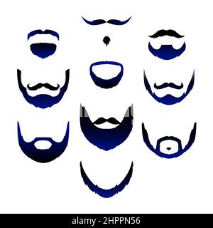 Silhouettes de différents types de barbes. Avatar défini. Moustaches et barbes isolées. Illustration vectorielle Illustration de Vecteur