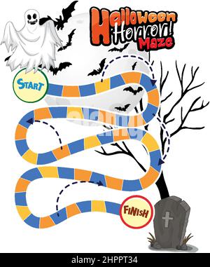 Modèle de jeu serpent et échelles dans l'illustration de thème d'Halloween Illustration de Vecteur