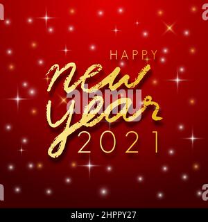 Bonne année 2021 couleur dorée sur fond rouge. vecteur illustrator. Illustration de Vecteur