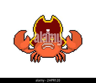 Crab Pirate pixel art. Le cancer de la mer filibuster 8 bit. Illustration pixelated Vector Illustration de Vecteur