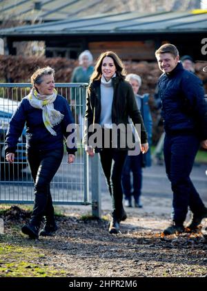 Ballerup, Danemark, 23/02/2022, la princesse Catherine, duchesse de Cambridge arrive au Forest Kindergarten de Ballerup, le 23 février 2022, pour une visite sur la dernière d'une visite officielle de 2 jours au Danemark pour promouvoir son travail sur l'éducation de la petite enfance photo: Albert Nieboer/pays-Bas OUT/point de vue OUT Banque D'Images