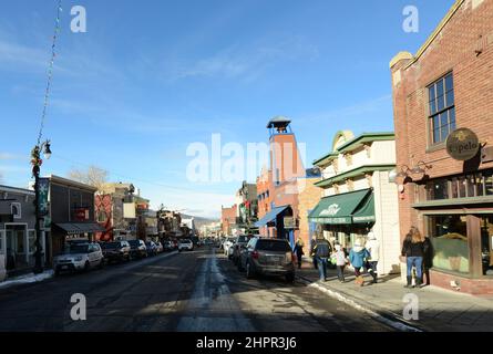 Rue principale de Park City, Utah, États-Unis. Banque D'Images