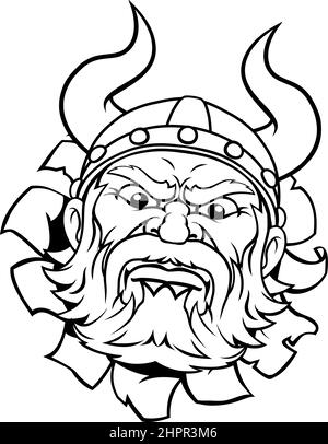 Masque de mascotte de Barbarie Viking Warrior Illustration de Vecteur