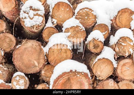 tas de malles en hiver avec des marques à identifier Banque D'Images