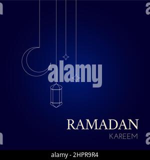 La fête musulmane du mois Saint de Ramadan Kareem. Illustration de motifs de voeux vectoriels avec croissant, étoiles et lanterne pour votre carte d'invitation, Illustration de Vecteur