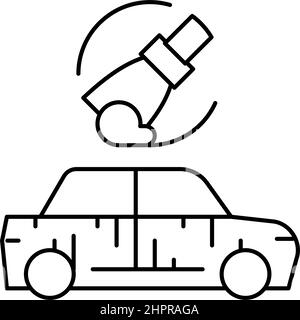 ponçage de l'illustration vectorielle de l'icône de la ligne de voiture Illustration de Vecteur