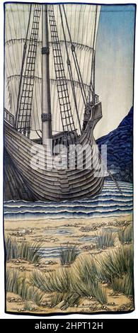 Quête des tapisseries du Saint Graal : panel 5 - la tapisserie du mouvement des navires, de l'art et de l'artisanat par Sir Edward Coley Burne-Jones, William Morris et John Henry Dearle, 1900 Banque D'Images