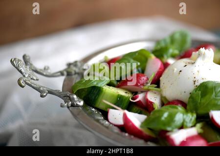 Salade de burrata et de radis au basilic, citron vert et concombre photo Janerik Henriksson / TT code 10010 Banque D'Images