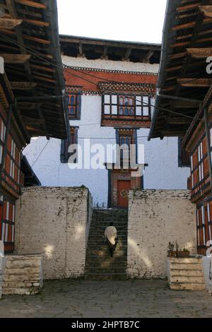 Forteresse bouddhique (dzong) dans la région de jakar au Bhoutan Banque D'Images