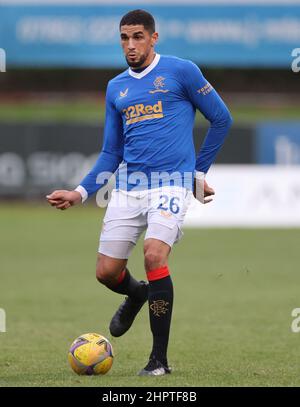 Photo du dossier datée du 05-07-2021, de Leon Balogun des Rangers qui ne se plaignera pas de l'absence de l'attaquant étoilé de Borussia Dortmund, Erling Haaland, d'Ibrox, jeudi soir. Date de publication : le mercredi 23 février 2022. Banque D'Images