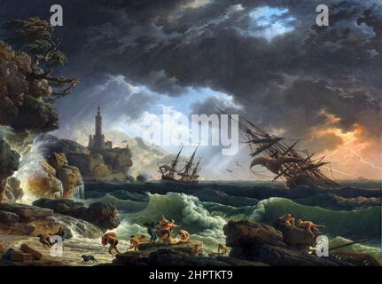 Une épave dans les mers de tempête ('la tête') de Claude-Joseph Vernet (1714-1789), huile sur toile, 1773 Banque D'Images