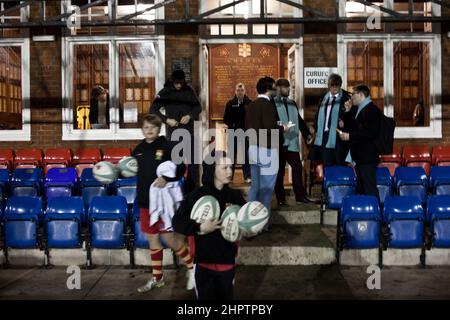 Club Union de football de l'Université de Cambridge (CURUFC). Le Clubhouse avant un match de rugby. Cambridge, Angleterre. Banque D'Images