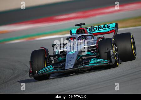 Barcelone, Espagne. 22 février 2022, Barcelone, Espagne. Le 22 février 2022, Lewis Hamilton de Mercedes AMG Petronas lors de l'essai avant-saison 2022 de Formule 1 Banque D'Images