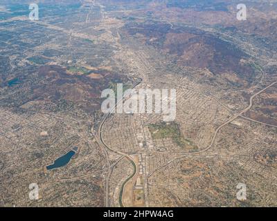 Vue aérienne du paysage urbain de Los Angeles Hollywood en Californie Banque D'Images