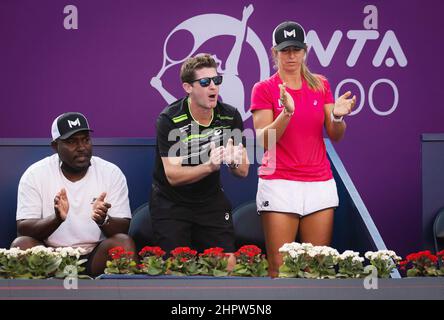 Doha, Qatar - 23 février 2022, équipe Coco Gauffs lors du troisième tour de l'Open de Qatar TotalEnergies, tournoi de tennis WTA 1000 le 23 février 2022 2022 au complexe de tennis et de squash de Khalifa à Doha, Qatar - photo : Rob Prange/DPPI/LiveMedia Banque D'Images