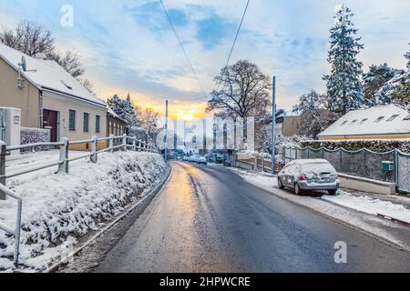 Village de Grinzing à vienne en début de matinée en hiver Banque D'Images