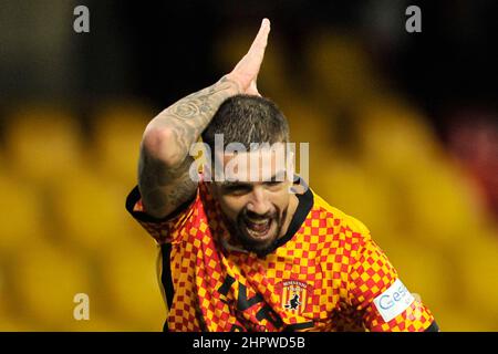 Benevento, Italie, 23 février 2022. Francesco forte joueur de Benevento, pendant le match du championnat italien de la série B entre Benevento vs Como résultat final, Benevento 5, Como 0, match joué au stade Ciro Vigorito. Benevento, Italie, 23 février 2022. Banque D'Images