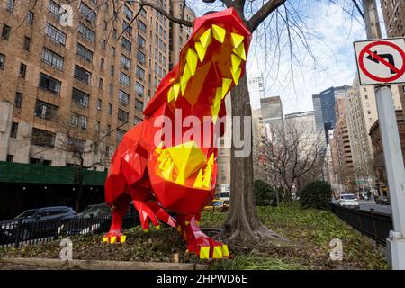 L'installation d'Idriss B de créatures animales fantasques est exposée à Murray Hill jusqu'en février 2023, à New York, aux États-Unis Banque D'Images