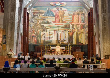 Sanctuaire supérieur, Basilique de l'Annonciation, Nazareth, Israël Banque D'Images