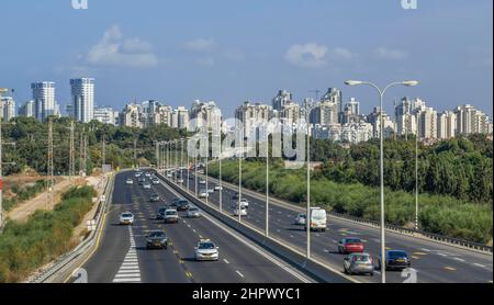 Autoroute A2 près de Netanya, Israël Banque D'Images