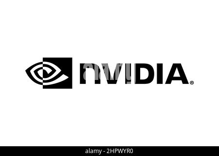 NVIDIA horizontal Noir, fond blanc, logo, marque Banque D'Images