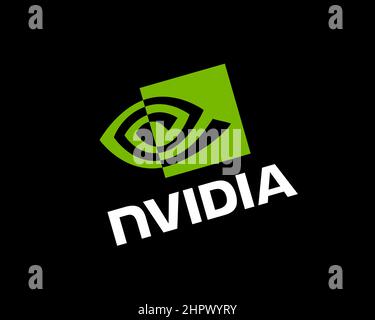 NVIDIA Light vertical, pivoté, fond noir, logo, marque Banque D'Images