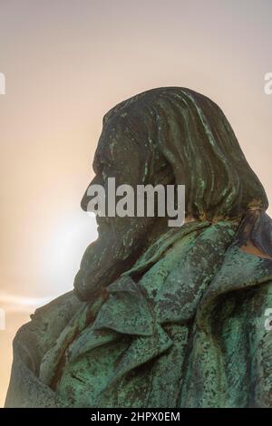 Monument, buste, Heinrich Hoffmann von Fallersleben, Basse-Terre, Helgoland, quartier Pinneberg, Schleswig-Holstein, Lower Land, Helgoland Banque D'Images