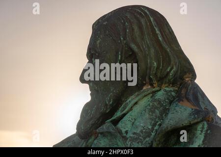 Monument, buste, Heinrich Hoffmann von Fallersleben, Basse-Terre, Helgoland, quartier Pinneberg, Schleswig-Holstein, Lower Land, Helgoland Banque D'Images