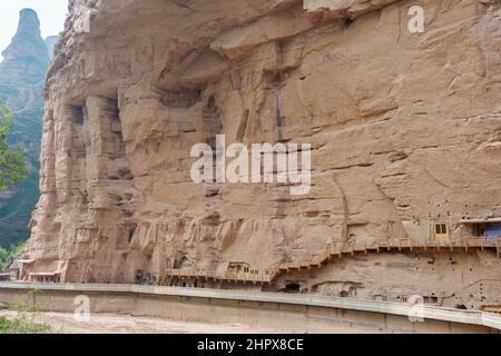 LANZHOU, CHINE - Temple de la grotte de Bingling (site classé au patrimoine mondial de l'UNESCO). Un temple célèbre à Lanzhou, Gansu, Chine. Banque D'Images