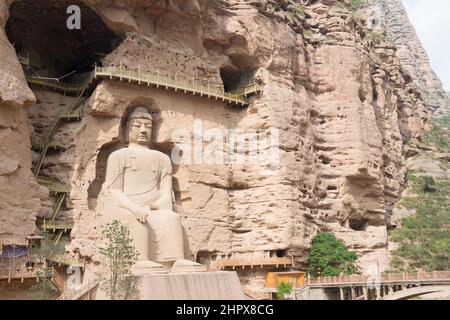 LANZHOU, CHINE - statues de Bouddha au Temple de Bingling Cave (site classé au patrimoine mondial de l'UNESCO). Un temple célèbre à Lanzhou, Gansu, Chine. Banque D'Images