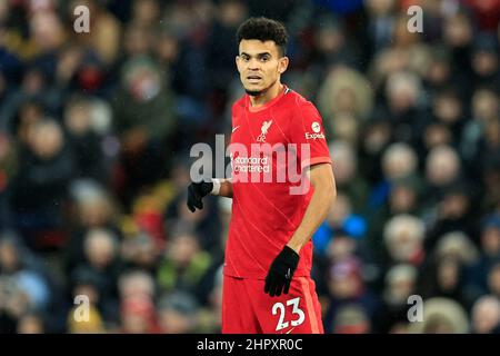 Liverpool, Royaume-Uni. 23rd févr. 2022. Luis Diaz #23 de Liverpool à Liverpool, Royaume-Uni, le 2/23/2022. (Photo de Conor Molloy/News Images/Sipa USA) crédit: SIPA USA/Alay Live News Banque D'Images