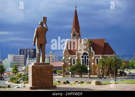 12 février 2022 - Windhoek, Namibie : édifice historique de Christus Kirche, ou Église du Christ à Windhoek, Namibie Banque D'Images