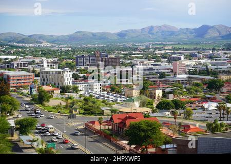 12 février 2022 - Windhoek, Namibie : vue sur le centre-ville de Windhoek, capitale de la Namibie Banque D'Images