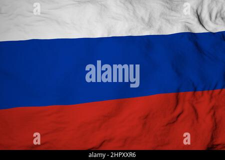 Gros plan plein format sur un drapeau russe en 3D. Banque D'Images