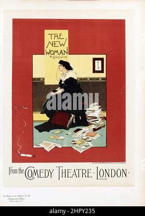 Maitres de l'affiche vol 2 - planche 79 - Albert Morrow 1897. La Nouvelle femme. Depuis le théâtre Comedy de Londres. Banque D'Images