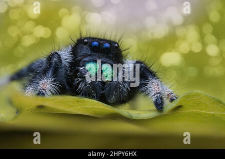 Macro de Phidippus regius mâle Banque D'Images