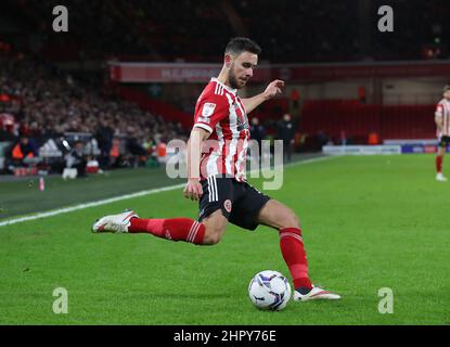 Sheffield, Angleterre, le 23rd février 2022. George Baldock de Sheffield Utd lors du match de championnat Sky Bet à Bramall Lane, Sheffield. Le crédit photo devrait se lire: Simon Bellis / Sportimage Banque D'Images