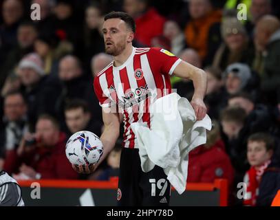 Sheffield, Angleterre, le 23rd février 2022. Jack Robinson, de Sheffield Utd, lors du match de championnat Sky Bet à Bramall Lane, Sheffield. Le crédit photo devrait se lire: Simon Bellis / Sportimage Banque D'Images