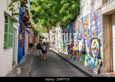 Street art à Carthagène, Colombie Banque D'Images