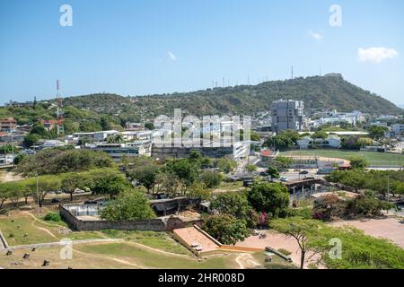 Une vue de Carthagène depuis Castillo San Felipe de Barajas en Colombie Banque D'Images
